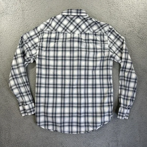 American Eagle Shirt Mens Medium Plaid Western Pearl Snap Cowboy Vintage‎ Fit - Picture 3 of 7